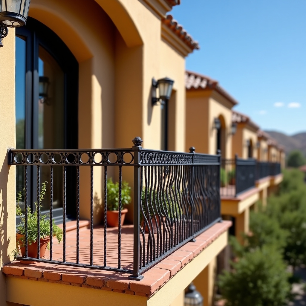 Кованые перила балкона с растительным узором