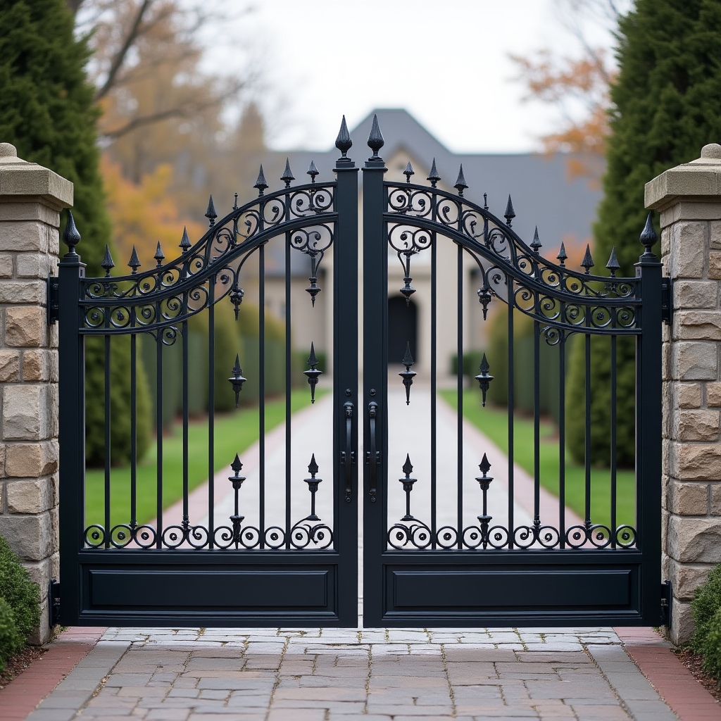 Кованые ворота распашные с узорами