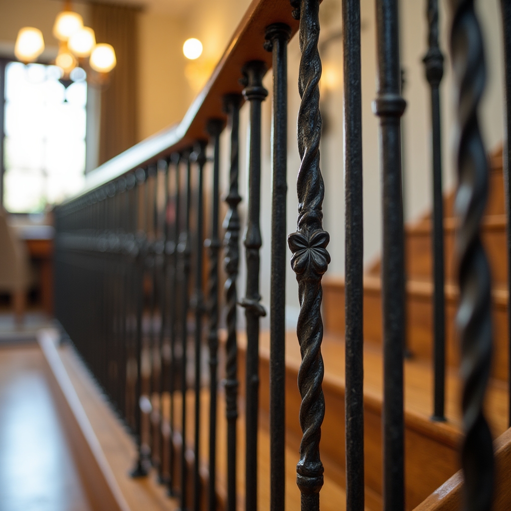 Кованые перила для лестницы в интерьере