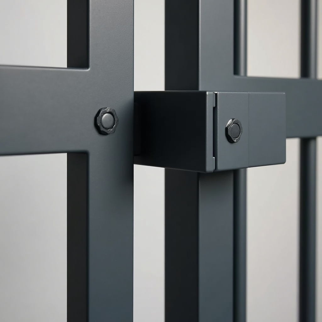 Ворота с порошковым покрытием в тёмном цвете